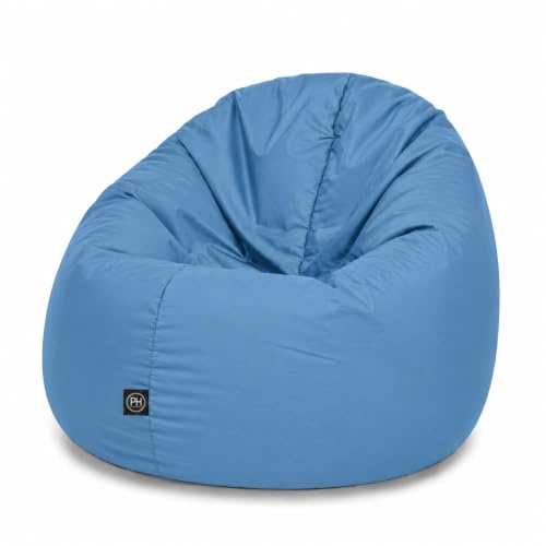 patchhome 2 en 1 Función Saco de Asiento Asiento Cojín Bean Bag – 125 cm diámetro – En & apto para exterior montado llenas disponible en varios colores, azul/gris, 100cm Durchmesser