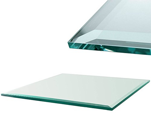 Euro Tische Piano in vetro 100x50cm per caminetto e tavolo a taglio sfaccettato, piastra di protezione con vetro di sicurezza ESG da 6 mm, base in vetro per caminetto (vetro trasparente)