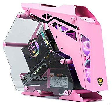 COUGAR GAMING | CUSTODIA PC GAMING | CONQUARE MINI PINK ALLUMINIO - Raffreddamento dell'aria - Compatibile con schede grafiche lunghe - Slot per ventilatori o radiatori - Porte USB