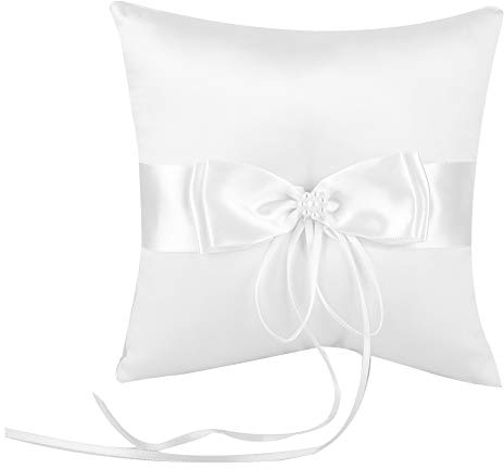 Changor Cuscino per fedi nuziali, Cuscino per fedi nuziali, cuscino per anelli nuziali, colore avorio, forniture per matrimoni