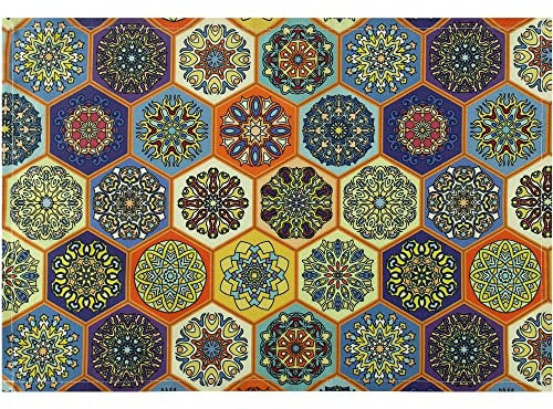 matches21 Stoff Tischset als abwaschbares Platzdeckchen - Platzset in 45 * 30 cm mit Mosaik Blumen - Waschbare Textil Esstisch Unterlage als Tischdeko auch für Wohnzimmer