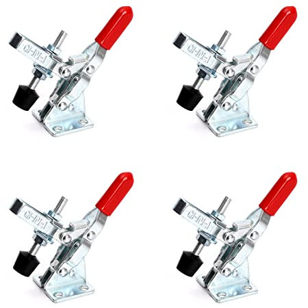 Ruimou 4 piezas herramienta vertical de liberación rápida de 50 kg, abrazadera de palanca fija de 110 libras para carpintería, soldadura y banco de reparación (4 piezas-GH-101-A)