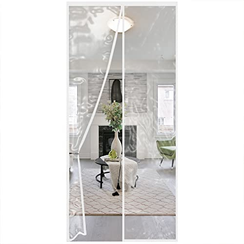 Protection isolante pour porte, 90 x 220 cm, rideau magnétique de protection thermique pour portes, protection contre le froid et la chaleur en hiver, idéal pour l'utilisation de la climatisation en
