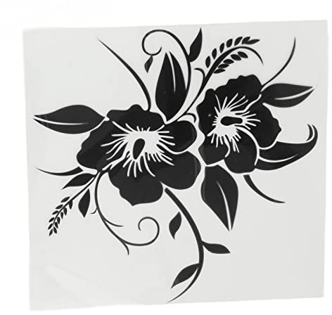 Keenso Autocollant en Vinyle de Voiture, Autocollants Universels de Décoration Extérieure de Voiture, Autocollant Vitre Fleurs Stickers Fleurs pour le SUV de Camion de Moto (Le noir)
