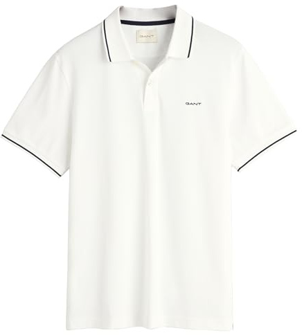 GANT Tipping SS Pique Rugger, Blanc, XL Homme