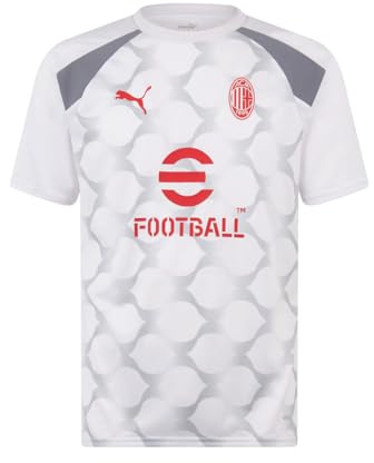 AC Milan Unisex Prematch Trikot 23/24 T-Shirt, Puma White-Gray Tile, M