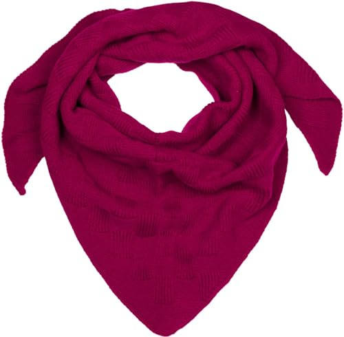 styleBREAKER Femme XXL Tricot Écharpe Triangle Unique avec motif tricoté en damier, Maxi Écharpe, Chiffon Chaud Hiver 01020047, couleur:Framboise