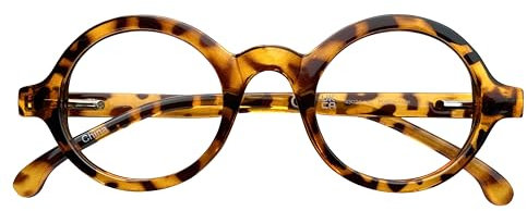 Round Reading Glasses Mens Womens Unisex Metal Spring Hinges Demi Tortoise Brown Stylish Readers Comfortable Retro Fashion & Case +3.00