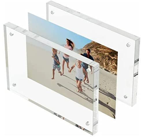 Acryl Fotorahmen, Doppelseitiger Bilderrahmen, 20 X 15 cm Kristallklarer Rahmenloser Freistehender Fotorahmen 10Mm Dick Desktop Rahmenlose Postkarte Display Präsentationsblock Bildpräsentation