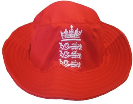 Red 3 Lion Test Cricket Bucket Sun Hat Cap with Embroided Logo Adult/Men ONE Unisex