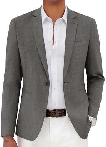 COOFANDY Men's Casual Blazer Slim Fit Lightweight Sport Coat One Button Suit Jacket Gray