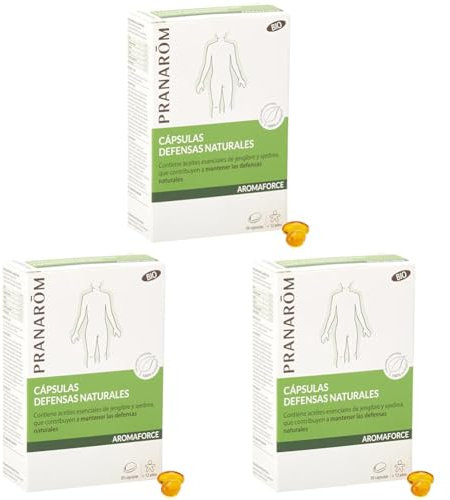 PRANAROM - Aromaforce - Cápsulas de Defensas Naturales con Aceites Esenciales de Jengibre y Ajedrea de Montaña - BIO - 30 Cápsulas (Paquete de 3)