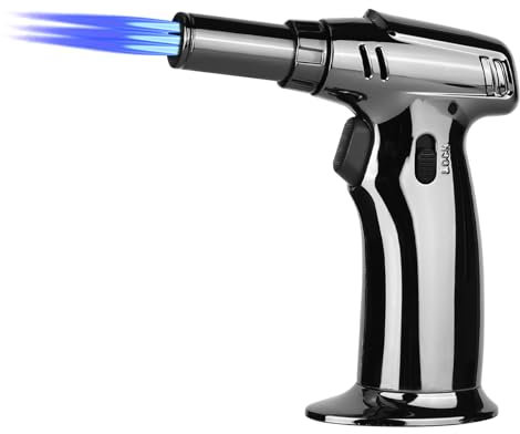 XTDMJ Cannello da cucina ricaricabile con fiamma regolabile, blocco di sicurezza, antivento, 1300 ℃ ad alta temperatura, per dessert, crème brûlée, cottura, sigari (butano non incluso)