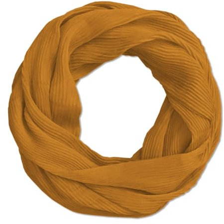 Soul-Cats Extra-leichter Plissee-Loopschal Trendfarben Damen luftiges Halstuch Frühling Sommer, Farbe:senfgelb