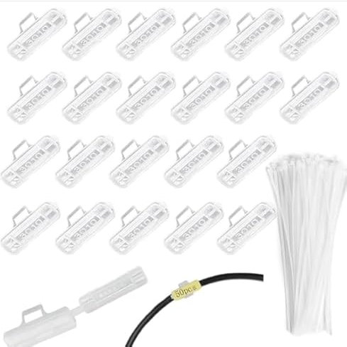 50 pezzi etichette per cavi fascette con etichetta Fascette per Cavi con scatola di raccolta adatte all'etichettatura di vari cavi (10x31 mm)