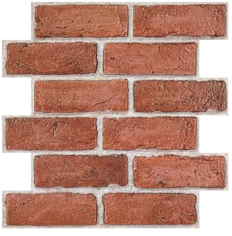 COMSTICKC 3D Wandpaneele Selbstklebend Steinoptik Rot, Hochwertige, 10 Stück, 3D Wandverkleidung Selbstklebend Ziegel Tapete 3D PVC Wandpaneele Innenwanddekoration,30x30 cm, Wasserdicht