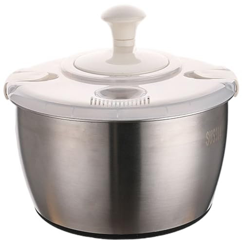 Jorzer Essoreuse à salade double couche en acier inoxydable et polypropylène avec couvercle et poignée rotative, multi-usage, séchage rapide, pour cuisine