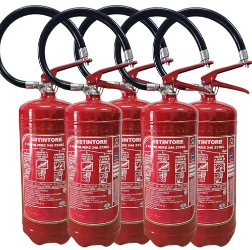 Set da 3 Estintori Polvere 6 KG - ANNO: 2025 + MANUALE USO E MANUTENZIONE - CERTIFICATO E OMOLOGATO A NORMA DI LEGGE + STAFFA E CARTELLO - Soluzione Sicurezza Antincendio Professionale