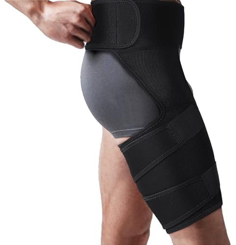 Goosom Vendaje de muslo, compresión de muslo, soporte ajustable para hip, grande, isquiotibiales, muslos, Quad Hamstring ET49E