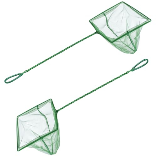 2pcs Small Square Aquarium Fish Net - Fine Mesh Fishing Net with Long Handle for Shrimp, Guppy, Betta, Tank Cleaning (5.5 Inch)