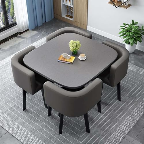 Juego de mesa de comedor redonda con 4 sillas, mesa de comedor moderna y pequeña para cocina, balcón y reuniones, muebles elegantes de 90 cm para grupos de comedor