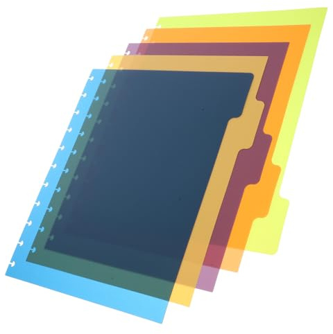 Cabilock Divisori per Indici di Raccoglitori in PP Opaco 11X85 Pollici Linguette Multicolore Rimovibili per Quaderni Rilegati a Disco Accessori per Planner e Organizzazione Documenti