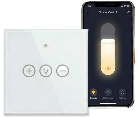 Interruptor de atenuación WiFi para luces LED regulables, interruptor de luz inteligente, interruptor de luz táctil, función de temporización, compatible con Alexa/Google Home/IFTTT