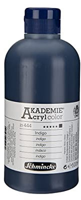 Schmincke - AKADEMIE Acryl color, Indigo 500 ml, 23444028, feine Künstler-Acrylfarbe, brillant, hoch lichtecht und kadmiumfrei, für Acrylmalerei, Mixed Media