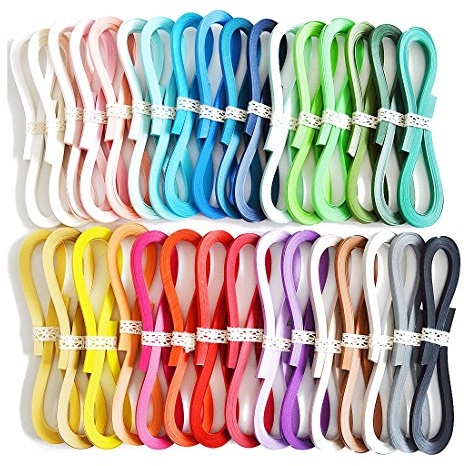 JUYA Juego de tiras de papel Quilling de Tant 32 colores 1280 tiras QP390TPC32 Ancho del papel 7mm
