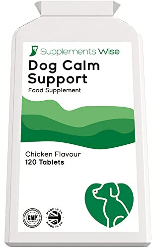 Supplements Wise Dog Calming Tablets - Dog Anxiety Relief - Remedy for Stress from Fireworks and Noise - Gentle Sedatives for Nervous Dogs - 120 Chicken Flavour