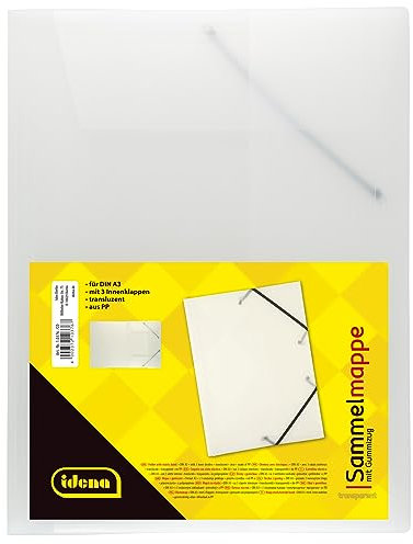 Idena 10376 - Sammelmappe mit Gummizug für DIN A3, aus Polypropylen, transparent, 1 Stück