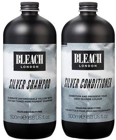 BLEACH LONDON - Silver Shampoo 500ml and Conditioner 500ml - Purple shampoo and conditioner for a cool, clean blonde - 2 pack