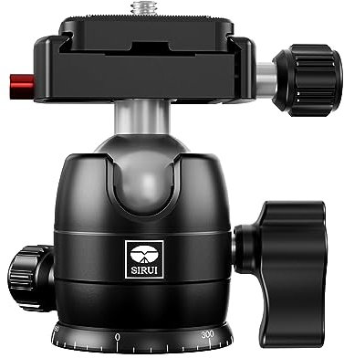 SIRUI Rótula de Bola de Trípode, Rótula de Bola Panorámica Giratoria de 360 Grados con Placa de Zapata Rápida de 1/4'', Carga Máxima de hasta 10KG/22.05lbs, para Videocámara de Cámara -B-00