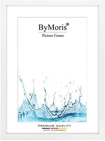 ByMoris Bilderrahmen nach Maß 55 x 70 cm in Weiss Matt mit Antireflex-Acrylglas, Poster Puzzle Portrait Foto Holz Rahmen