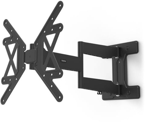 Hama TV-Wandhalterung m. extralanger Schwenkarm bis 72cm ausziehbar (180° schwenkbar, neigbar, 32-65 Zoll TV-Halterung f. Fernseher bis 50kg & VESA 400x400, inkl. Fischer-Dübel, Bohrschablone) schwarz