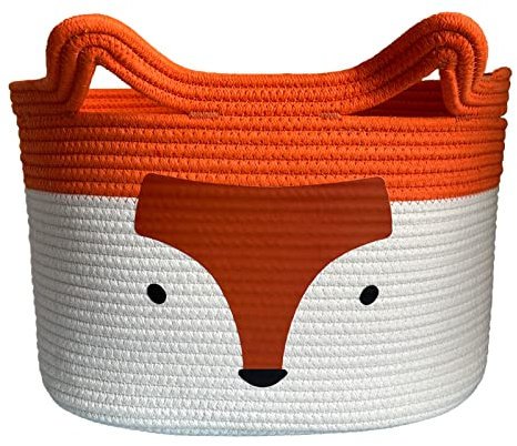 Bigepige Ceste Portagiochi Bambini Contenitori, Cesto Mobile Porta Giocattoli, Organizer Contenitore Giocattoli Baule Scatola Cesta Porta Giochi Bambini, Portabiancheria Sporca Corda Cotone Volpe