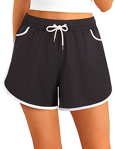 APTRO Women Swim Shorts Board Shorts Swimming Surf Beach Shorts Bikini Bottoms Quick Dry Ladies Swim Trunks Black WS051 M