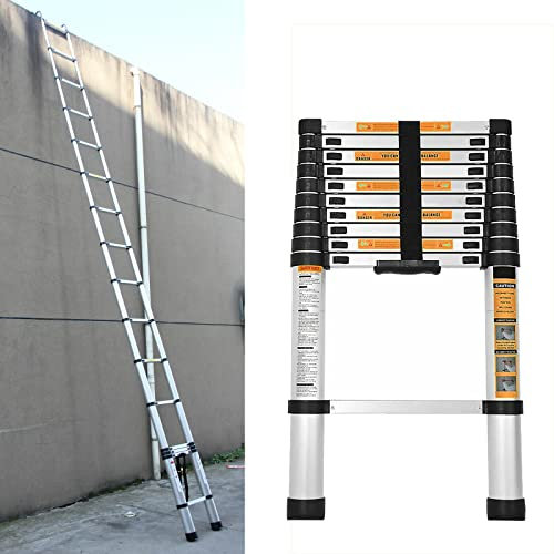 Echelle télescopique en acier inoxydable de 2,6 m, antidérapante et extensible, 9 échelles, facile à transporter, capacité de charge de 150 kg