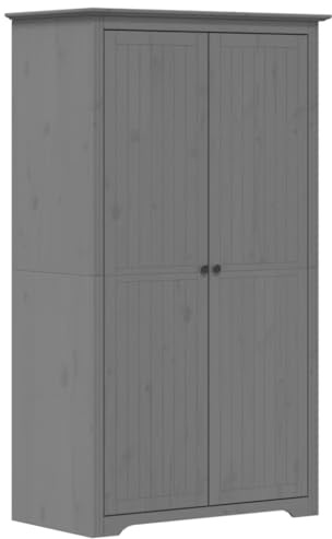 vidaXL Armario, Mueble con Almacenamiento para Ropa Zapatos, Aparador Alto, Ropero para Dormitorio Hogar, Madera Maciza de Pino Gris