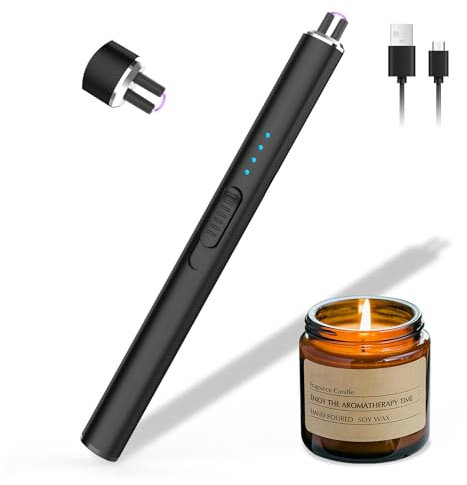 Rouclo Accendino Elettrico USB Ricaricabile - Accendigas Antivento e Senza Fiamma per Cucina, Candele, Stufe, Barbecue e Campeggio