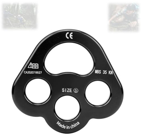 Camnal Seil 3 Löcher Rigging Platte, Ankerteiler Kletterausrüstung für Bergsteigen (Schwarz)