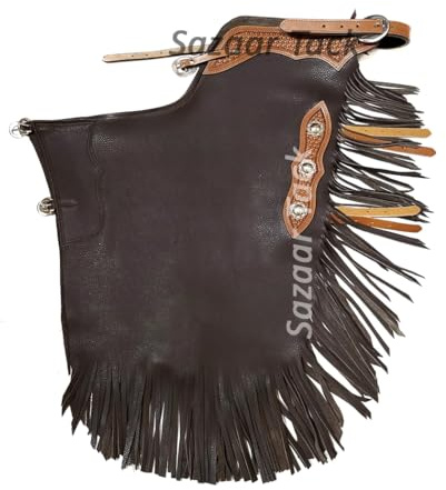 Western Leather Chinks Chaps Basket Weave Hand Tooled for Men Women Kids Custom Made Small Medium Large ST-CHI-055 (X-Small)