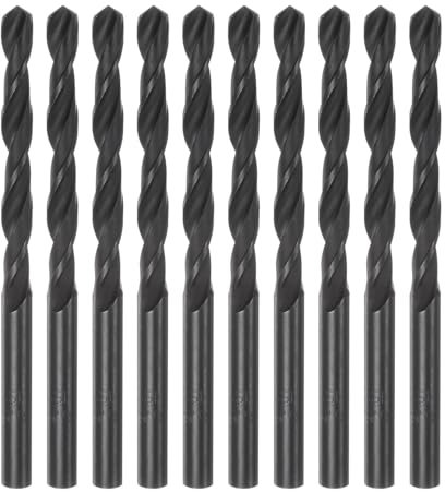 sourcing map 10pcs Jobber Drill Bits 6.5mm (17/64) Nitride Coated High Speed Steel (HSS) 4241 Twist Drill Bits for Stainless Steel Copper Aluminum Alloy Metal Wood Plastic, Black