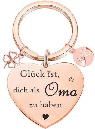 Tecreo Oma Geschenk Beste Oma der Welt Schlüsselanhänger Best Oma Ever Schmuck Muttertag Geschenk Geburtstag Geschenk von Enkelin an Oma, Rosegold