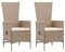 Chaduof Gartenstühle 2 STK. mit Auflagen, Balkonstuhl Hochlehner, Terrassenstuhl, Gartenmöbel Set, Balkon Stühle, Terrassenmöbel, Poly Rattan Beige