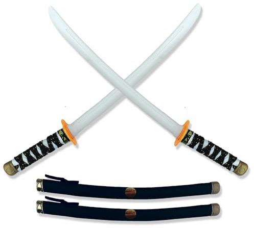 Lizzy | Ninja Toy Sword Set, 2 Pack, 53cm, Black, Reusable Plastic | Includes Scabbards, Lightweight, Safe for Kids | For Fancy Dress, Roleplay, Costume Accessory