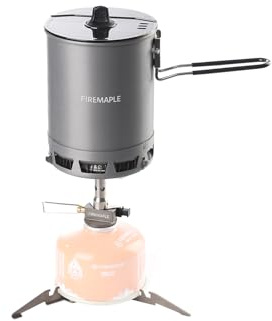 Fire-Maple Petrel 265g Ultralight Camping Cooking Set with Aluminum Pot, Greenpeak Stove, Titanium Gas Canister Stand | Fast Boiling Outdoor Cookware Kit for Backpacking Hiking Trekking Fishing