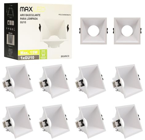 Maxled, Light is Led! Inbyggd Spotram 10 Pack Ø83mm Håldiameter PC Material LED Spots Takspotlights Inbyggda Spotlights för GU10 LED/Halogenlampor Takinbyggningsring (Rund Vit)