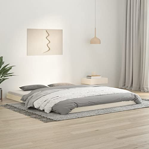 KTHLBRH Arredamento Casa Telaio per Letto Elegante letto matrimoniale con struttura robustaGiroletto Bianco 160x200 cm in Legno Massello di Pino