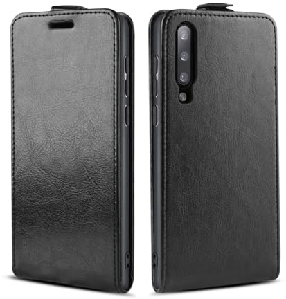 LBH Handy Hülle für Samsung Galaxy A70 / A70s mit Kartenfach Vertical Flip Magnet Cover Case Flip Klapphülle Magnetverschluss Schwarz